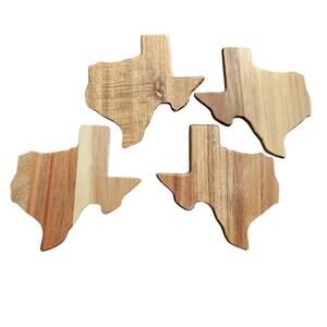 Set of 4 Texas Wooden Coasters